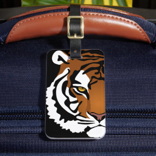 Tiger, Wild Cat on Black Luggage Tag