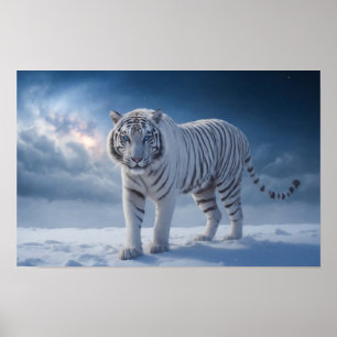 Tiger Wild Majestic Animal A Starry Galaxy Night Poster