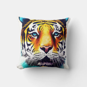 Tiger Wild Nature Animal Color Art Painting Cushion