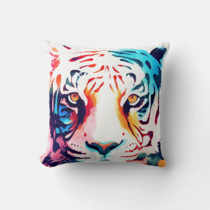 Tiger Wild Nature Animal Color Art Painting Cushion