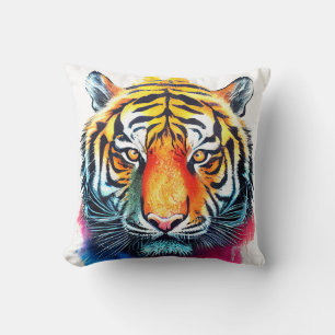 Tiger Wild Nature Animal Color Art Painting Cushion