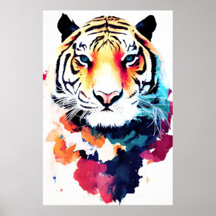 Tiger Wild Nature Animal Color Art Painting Poster
