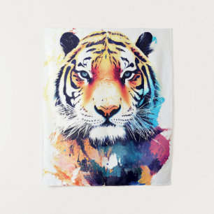 Tiger Wild Nature Animal Color Art Painting Tapestry