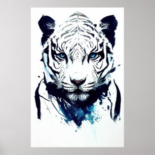Tiger Wild Nature Free Spirit Art Brush Painting Poster