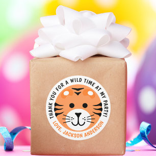 Tiger Wild One Jungle Safari Animal Kids Birthday  Classic Round Sticker
