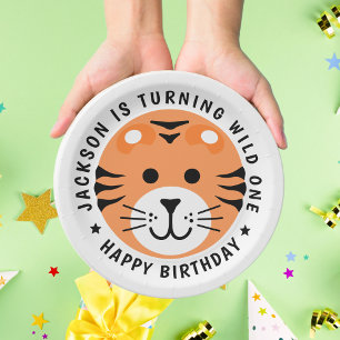 Tiger Wild One Jungle Safari Animal Kids Birthday  Paper Plate