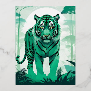 Tiger Wildlife Animal Nature Environment Forest Foil Holiday Postcard