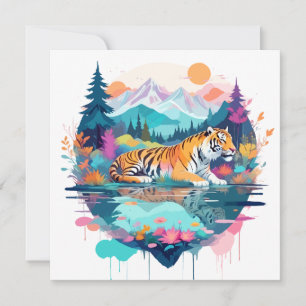 Tiger Wildlife Animal Nature Outdoors Watercolor Card