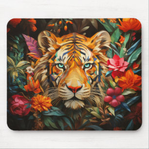 Tiger Wildlife Concept Abstract Colourful Wildlife Mouse Pad