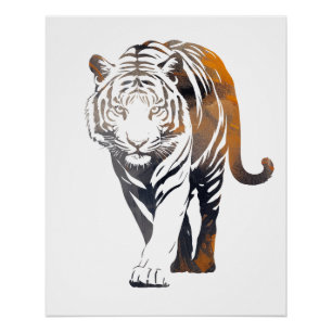 Tiger Wildlife Nature Illustration Silhouette Cool Poster