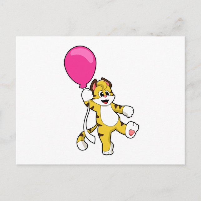 Tiger with Balloon Postcard (Front)
