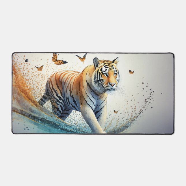 Tiger with butterflies  desk mat (Front)