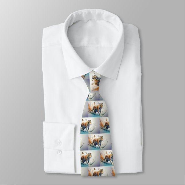 Tiger with butterflies  tie (Tied)
