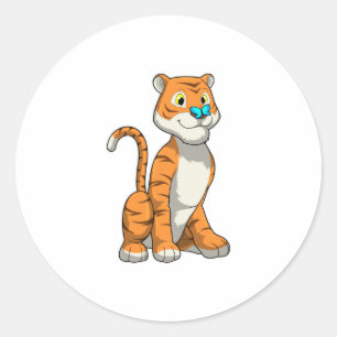 Tiger with Butterfly Classic Round Sticker