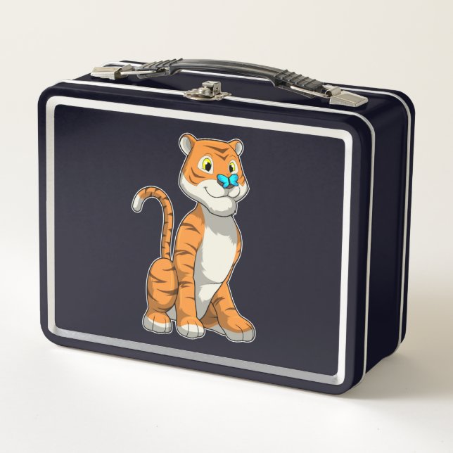 Tiger with Butterfly Metal Lunch Box (Front)