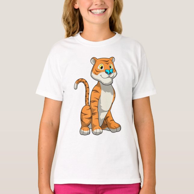 Tiger with Butterfly T-Shirt (Front)
