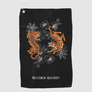 Tiger With Cherry Blossom Golf Your Name Golf Towel