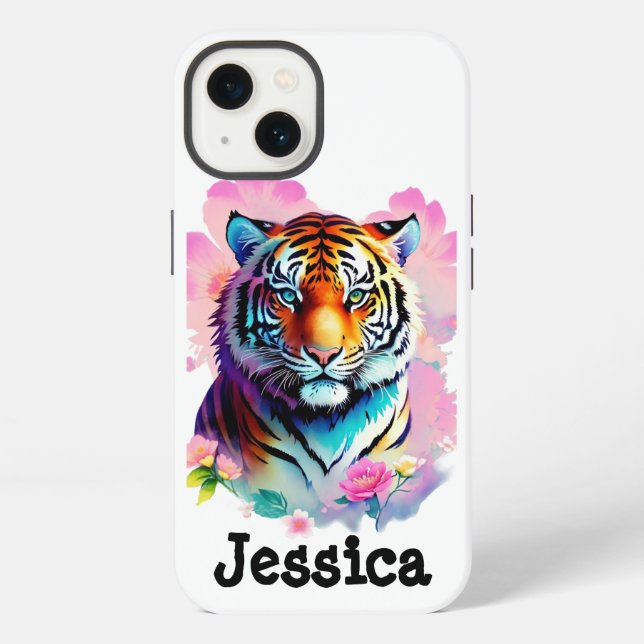 Tiger with Flowers iPhone Case (Back)