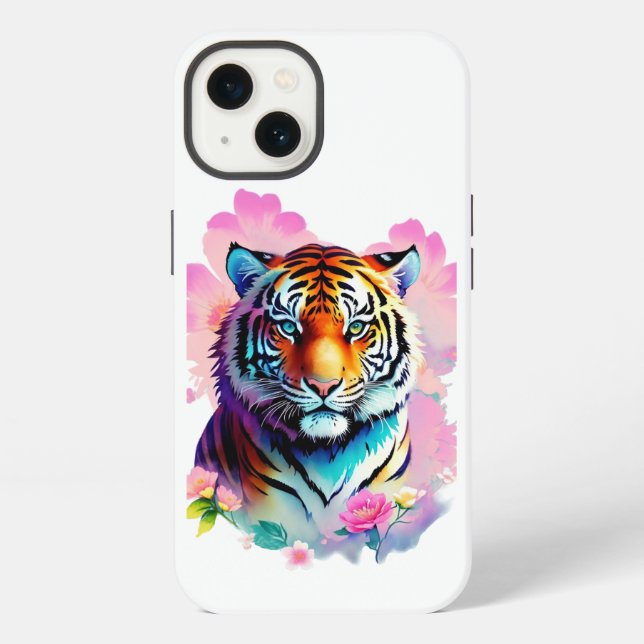 Tiger with Flowers iPhone Case (Back)
