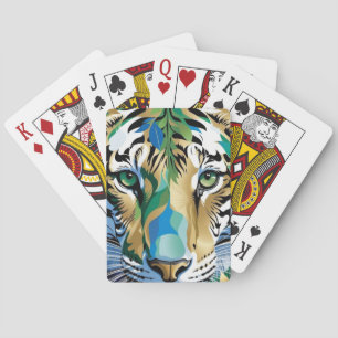 Tiger with Green Eyes Modern Animal Art Playing Cards