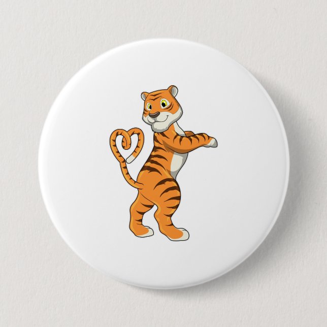 Tiger with Heart 7.5 Cm Round Badge (Front)