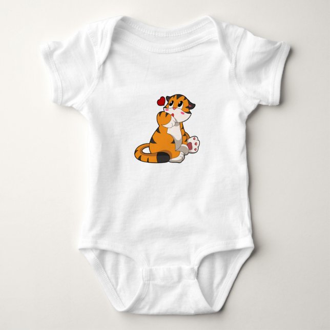 Tiger with Heart Baby Bodysuit (Front)