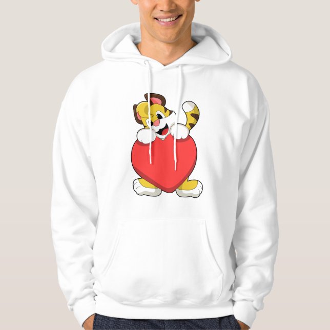 Tiger with Heart Hoodie (Front)