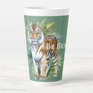 Tiger with Leaves Latte Mug