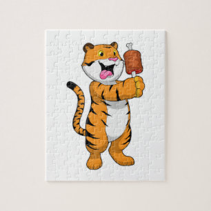 Tiger with Meat Jigsaw Puzzle