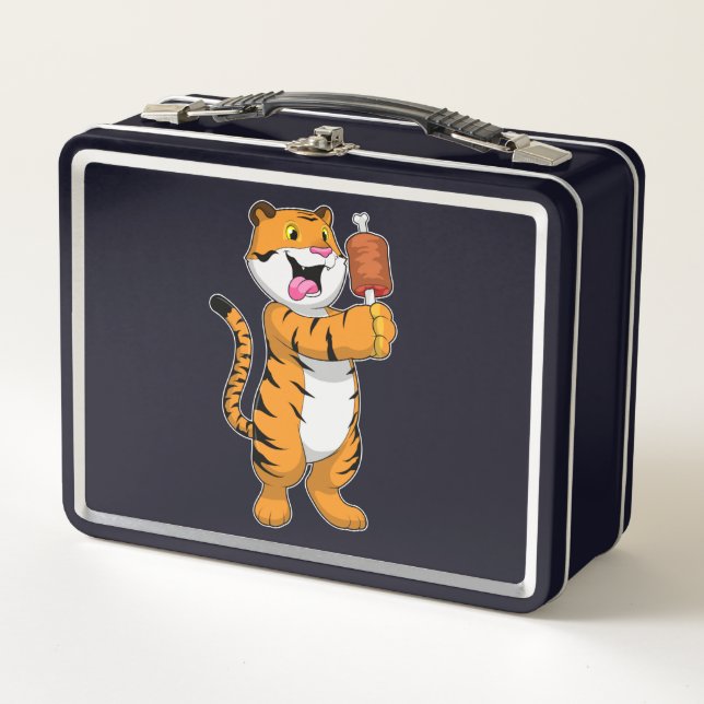 Tiger with Meat Metal Lunch Box (Front)