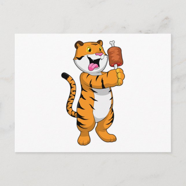 Tiger with Meat Postcard (Front)