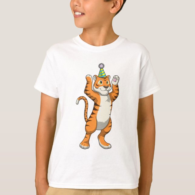 Tiger with Party hat Party T-Shirt (Front)