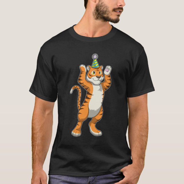 Tiger with Party hat Party T-Shirt (Front)