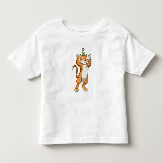 Tiger with Party hat Party Toddler T-Shirt (Front)