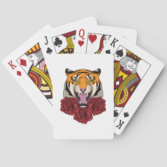 Tiger with Roses Playing Cards (Back)