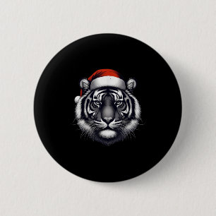 Tiger With Santa Hat Christmas Xmas Lover Zoo Keep 6 Cm Round Badge