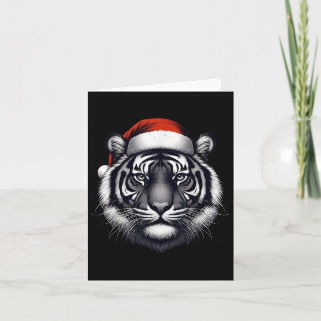 Tiger With Santa Hat Christmas Xmas Lover Zoo Keep Card (Front)