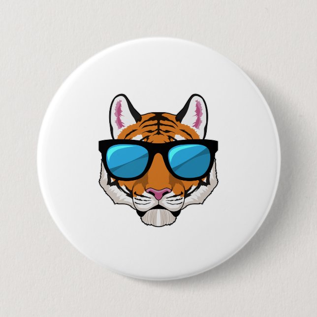 Tiger with Sunglasses 7.5 Cm Round Badge (Front)