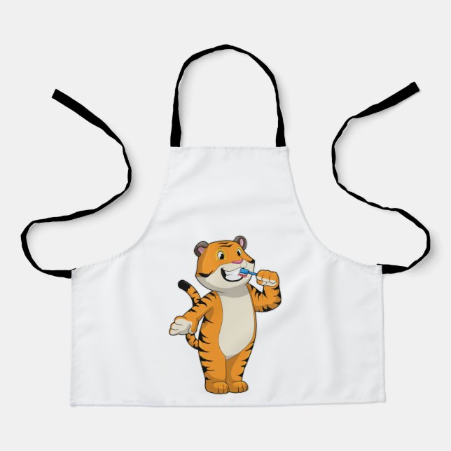 Tiger with Toothbrush Apron (Front)