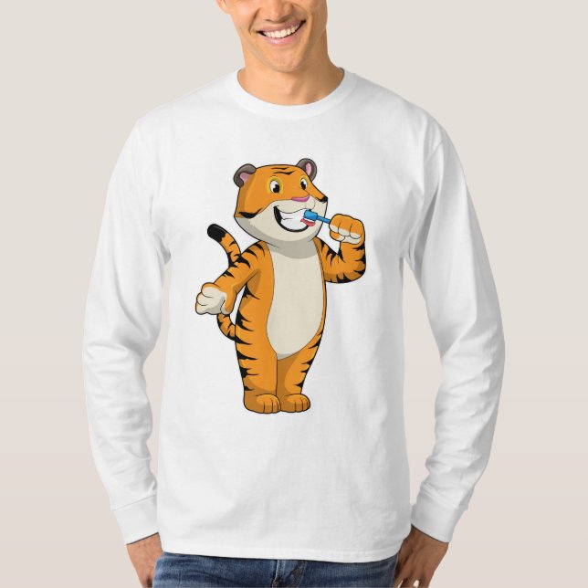 Tiger with Toothbrush T-Shirt (Front)