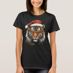 Tiger with x-mas hat - Christmas Tiger Santa T-Shirt