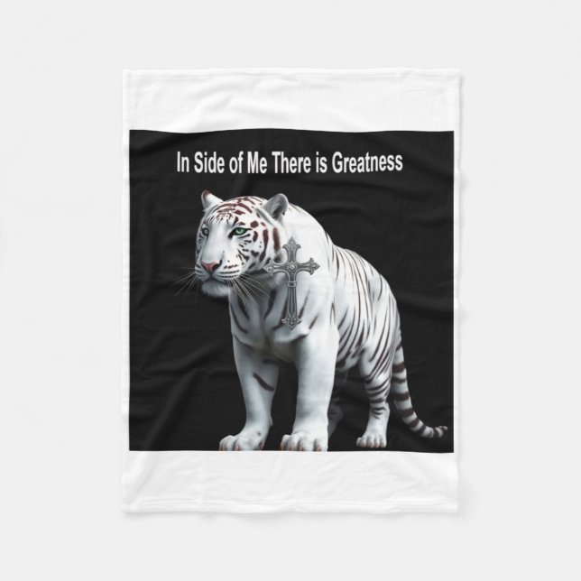 Tiger - Within Me There Is Greatness Sticker  Fleece Blanket (Front)