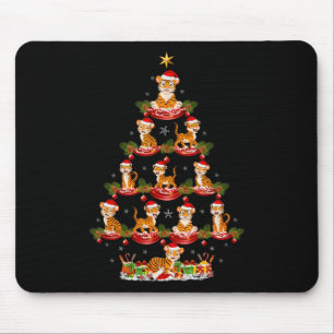 Tiger Xmas Lighting Santa Tiger Christmas Tree Mouse Pad