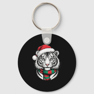 Tiger Xmas Santa Hat F Christmas Costume Key Ring