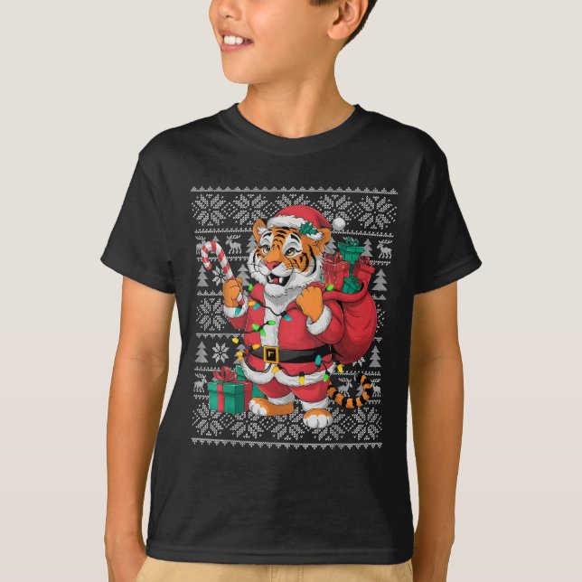 Tiger Xmas Sweater Style Ugly Santa Bengal Tiger C (Front)