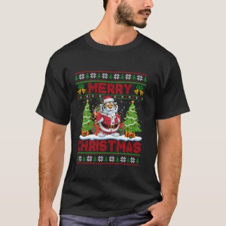 Tiger Xmas Tree Lights Ugly Santa Tiger Christmas T-Shirt