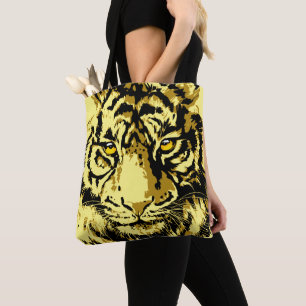 Tiger Yellow Colourful Tiger Beige Tote Bag