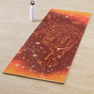 Tiger Yoga Mat Running In Galaxy Starry Night 