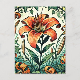 Tigerlily Illustration Tiger lilies summer lily    Postcard
