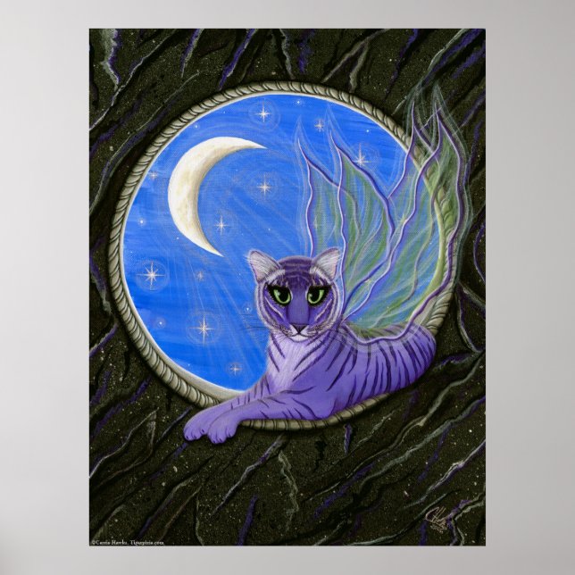 Tigerpixie Fairy Tiger Fantasy Cat Art Print (Front)